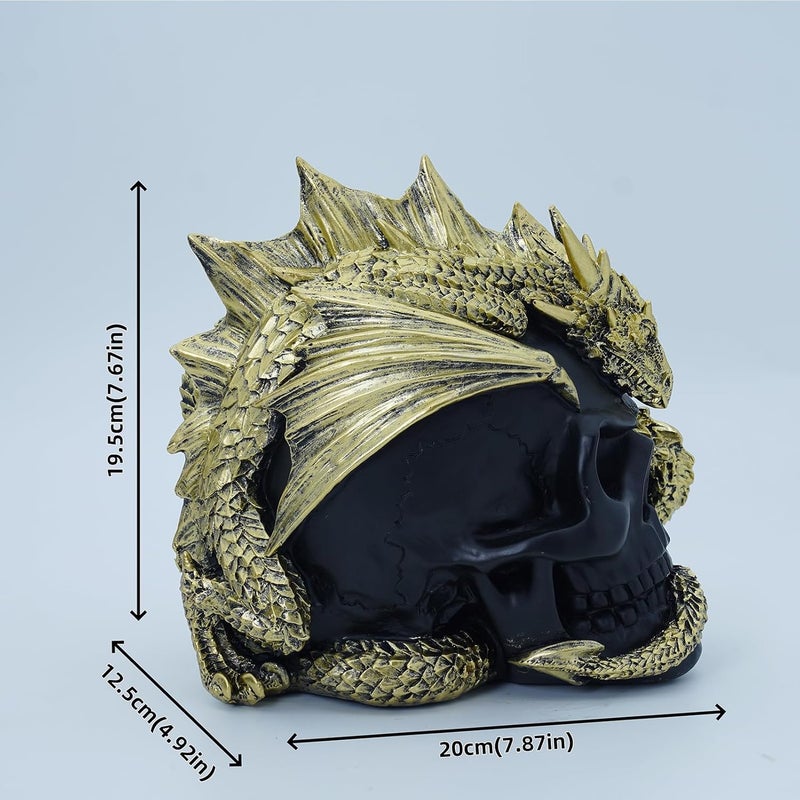 ThriBartLive Halloween Human Head, Gold-Dragon Skull - Realistic and Spooky Props Dinosaur Skull Decorations for Halloween Parties, Haunted Houses, and Scary Decorations - Image 2